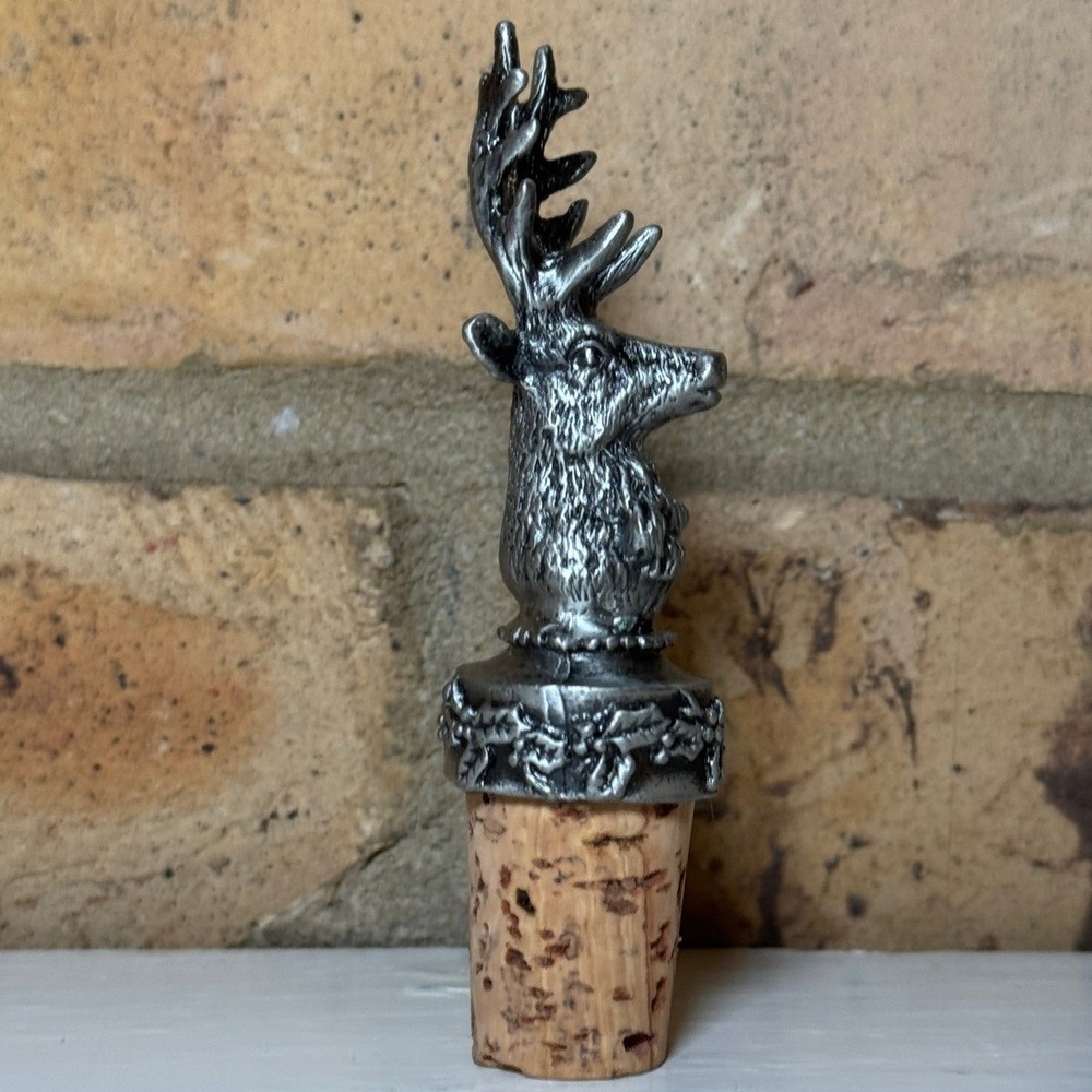 Midwest of Cannon Falls Bottle Stopper Unisex OS Silver Deer Christmas Pewter